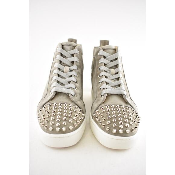Christian Louboutin Mens Lou Spikes Orlato Flat Gres Grey High Top Sneaker 40 7 - Picture 4 of 9